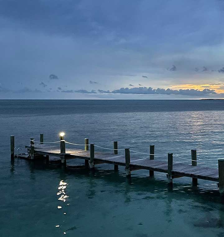 Nassau bahamas dock with solar bollard lighting